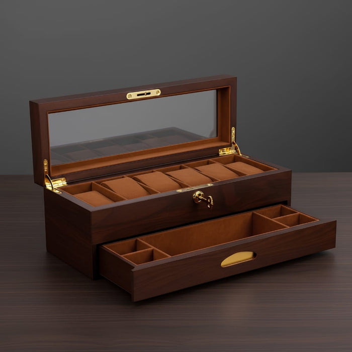Boîte à montres en bois avec tiroir TRLIOR