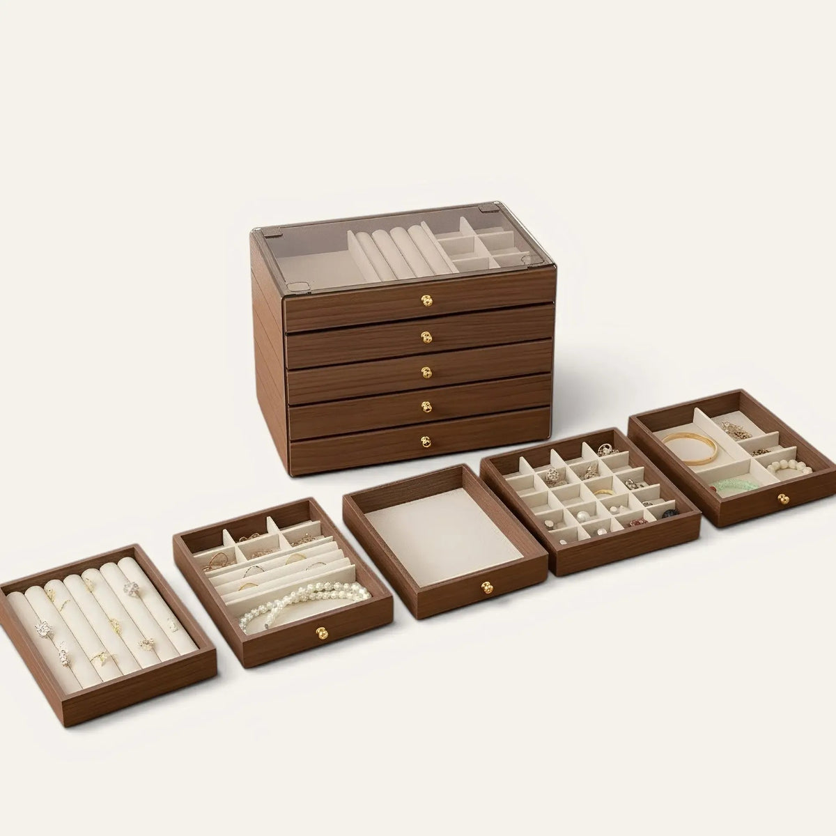 TRLIOR Boîte à Bijoux en Bois avec Tiroirs